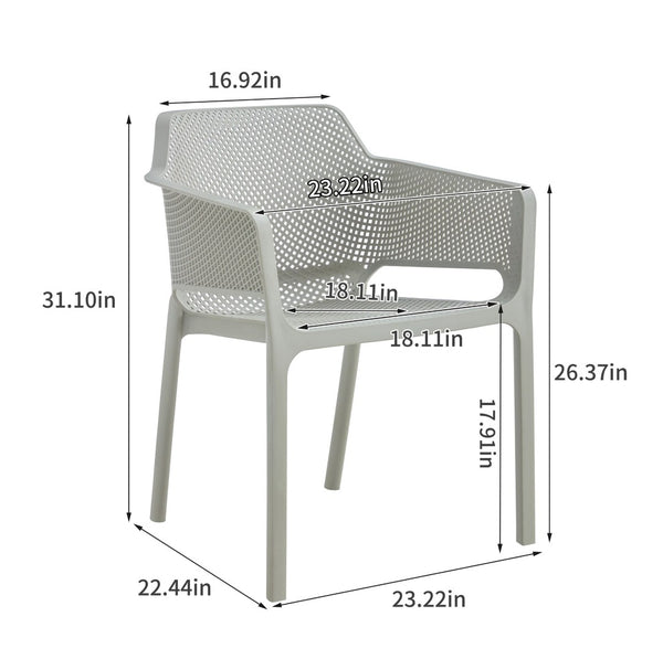 English Elm 3 Piece Outdoor Bistro Set Stackable Chairs Ocean Plastic Minimalist Patio Table Light Grey W370P165809