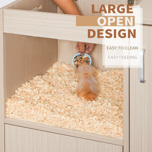 English Elm Guinea Pig Solid Wood Habitat with Acrylic View Panel and Built in Storage Cabinet Wood W1850P168633