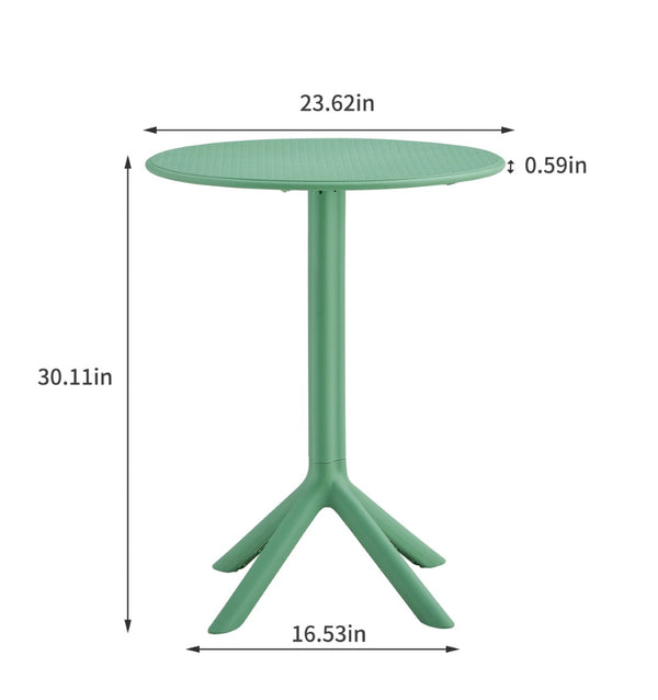 English Elm 3 Piece Outdoor Bistro Set Stackable Chairs Ocean Plastic Minimalist Patio Table Army Green W370P165805