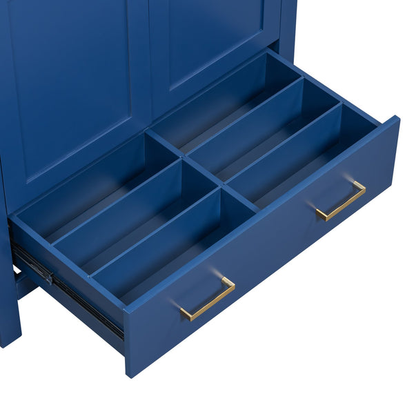 English Elm 30" Blue Bathroom Vanity - Solid Wood 30"W Transitional Undermount Sink Cabinet with Soft-Close Doors, Drawer Storage, Waterproof Finish WF324043AAC