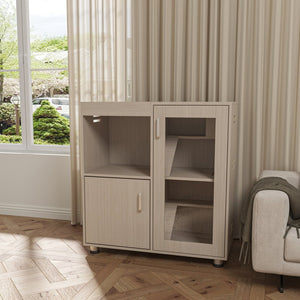 English Elm Guinea Pig Solid Wood Habitat with Acrylic View Panel and Built in Storage Cabinet Wood W1850P168633