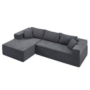 English Elm L-Shape Modular Sectional Living Room Sofa Set Upholstered Sleeper Sofa For Living Room,16.53 Inch Cushion Heightening, 2 Piece Free Combination Sofa For Apartment,Grey