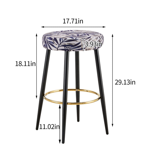 English Elm Counter Height Stools Set of 2 Faux Leather Seats Matte Steel Legs Gold Footrest Black And Silver W370P149781