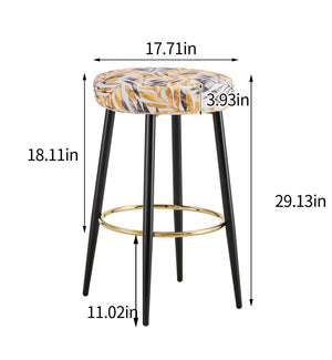 English Elm Counter Height Stools Set of 2 Faux Leather Seats Matte Steel Legs Gold Footrest Golden Black W370P149782