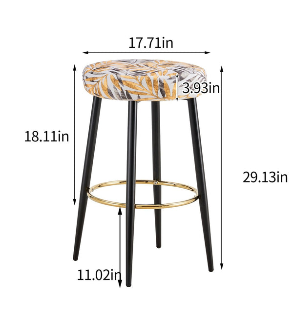 English Elm Counter Height Stools Set of 2 Faux Leather Seats Matte Steel Legs Gold Footrest Golden Black W370P149782