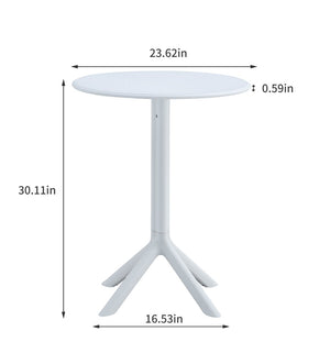 English Elm 3 Piece Outdoor Bistro Set Stackable Chairs Ocean Plastic Minimalist Patio Table Antique White W370P165807