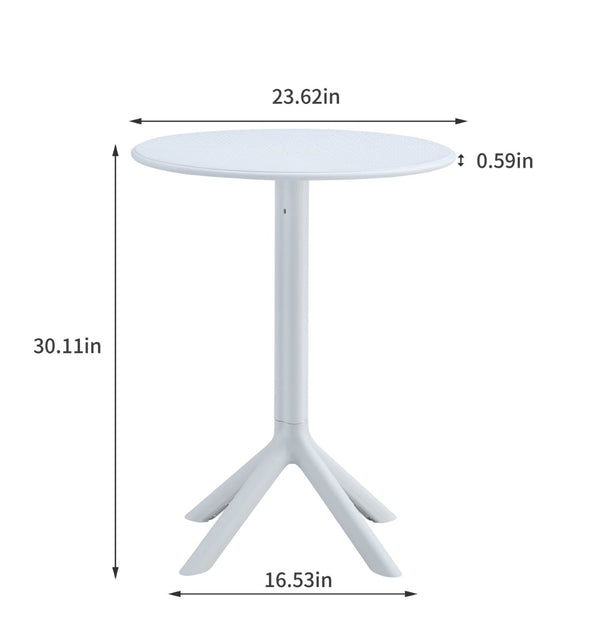 English Elm 3 Piece Outdoor Bistro Set Stackable Chairs Ocean Plastic Minimalist Patio Table Antique White W370P165807