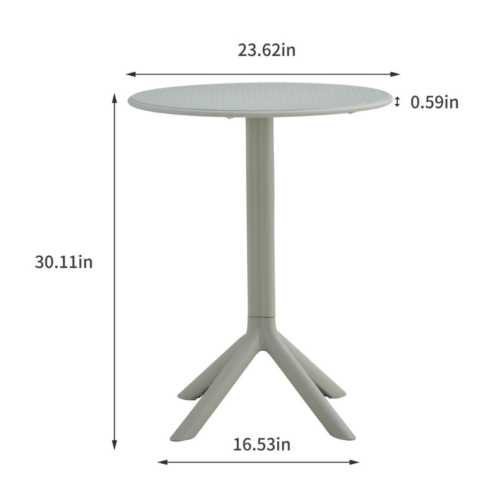 English Elm 3 Piece Outdoor Bistro Set Stackable Chairs Ocean Plastic Minimalist Patio Table Light Grey W370P165809