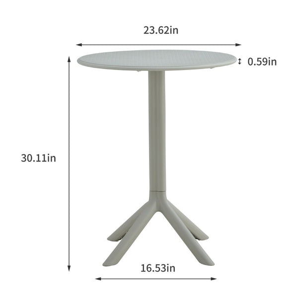 English Elm 3 Piece Outdoor Bistro Set Stackable Chairs Ocean Plastic Minimalist Patio Table Light Grey W370P165809