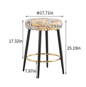 English Elm Counter Height Stools Set of 2 Faux Leather Seats Matte Steel Legs Gold Footrest Golden Black W370P149794