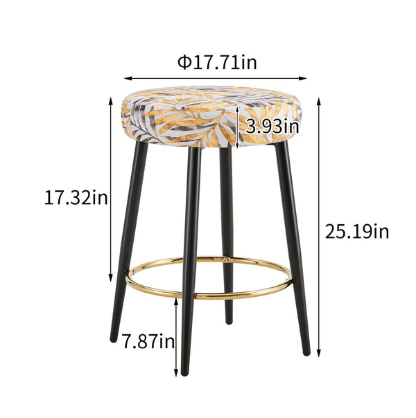 English Elm Counter Height Stools Set of 2 Faux Leather Seats Matte Steel Legs Gold Footrest Golden Black W370P149794