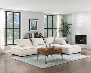 English Elm Living Tufted Inman Modular Armless Accent Chair with Bolster Pillow Beige Boucle Upholstered, 40" B011P180908