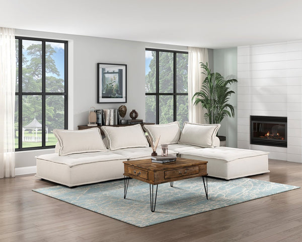 English Elm Living Tufted Inman Modular Armless Accent Chair with Bolster Pillow Beige Boucle Upholstered, 40" B011P180908