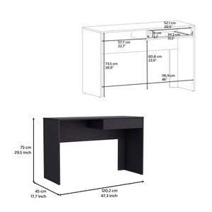 English Elm Writing Compact Computer Desk with One Handleless Drawer in Black — 47.3" Spacious Surface for Laptop & Monitor B097132876