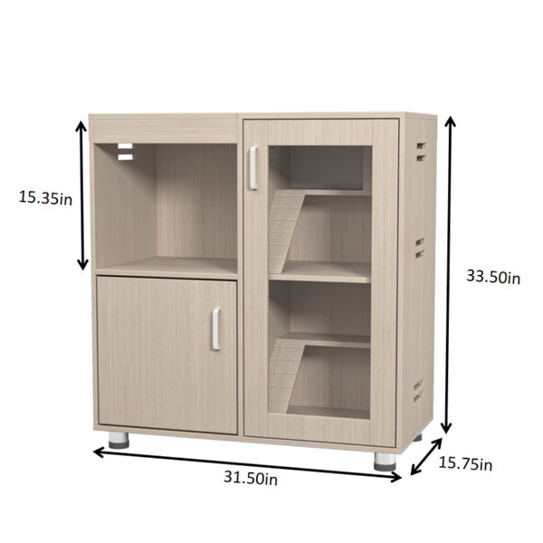 English Elm Guinea Pig Solid Wood Habitat with Acrylic View Panel and Built in Storage Cabinet Wood W1850P168633