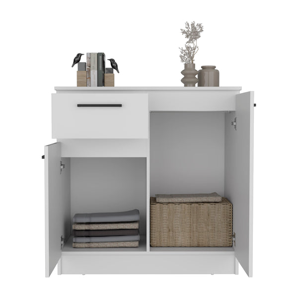 English Elm Idaho Space-Saving Dresser with Drawer and Dual Door Cabinets, Elegant Handles, Easy-Clean Finish White 40.6 L x 24.8 W x 3.9 H B200S00170