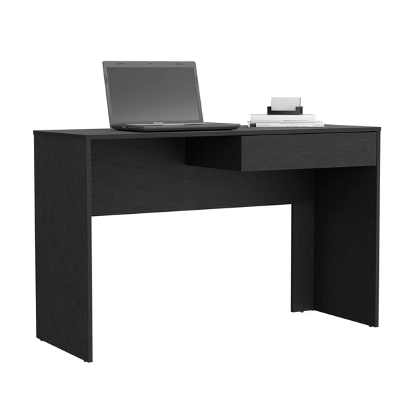 English Elm Writing Compact Computer Desk with One Handleless Drawer in Black — 47.3" Spacious Surface for Laptop & Monitor B097132876