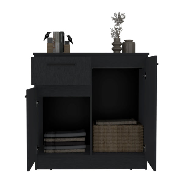 English Elm Idaho Compact Dresser with Dual Cabinet Doors and Single Drawer for Versatile Bedroom Storage Solution Black 40.6 L x 24.8 W x 3.9 H B070S00171