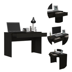 English Elm Computer desk with two drawers and spacious work surface, sleek handleless storage, compact modern design for home offices Black 51.18 L x 21.65 W x 4.72 H B097132879
