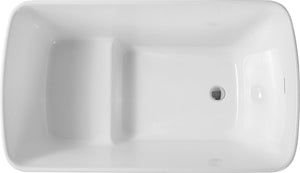 English Elm 49'' Acrylic Freestanding Soaking Tub Square Japanese Sit-in Design Glossy White Bath W1573P412328