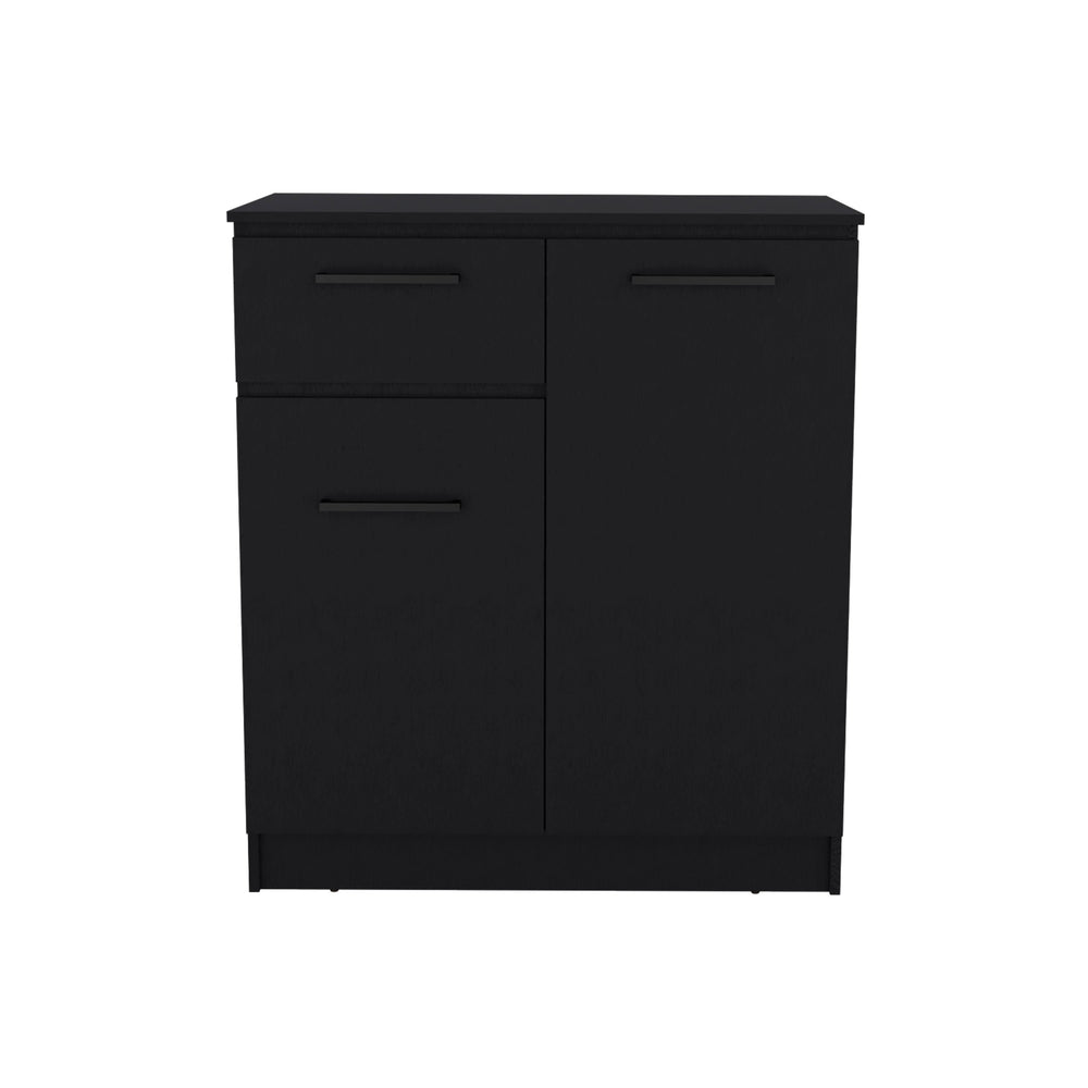 English Elm Idaho Space-Saving Dresser with Drawer and Dual Door Cabinets, Elegant Handles, Easy-Clean Finish Black 40.6 L x 24.8 W x 3.9 H B200S00171
