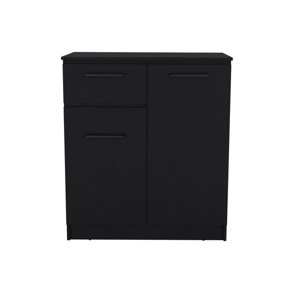 English Elm Idaho Space-Saving Dresser with Drawer and Dual Door Cabinets, Elegant Handles, Easy-Clean Finish Black 40.6 L x 24.8 W x 3.9 H B200S00171