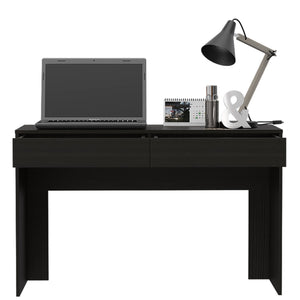 English Elm Computer desk with two drawers and spacious work surface, sleek handleless storage, compact modern design for home offices Black 51.18 L x 21.65 W x 4.72 H B097132879