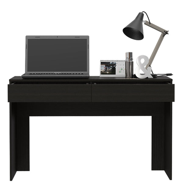 English Elm Computer desk with two drawers and spacious work surface, sleek handleless storage, compact modern design for home offices Black 51.18 L x 21.65 W x 4.72 H B097132879