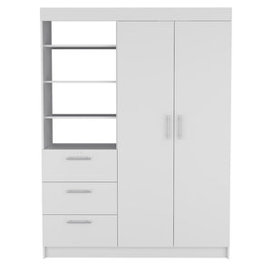 English Elm Kenya Armoire with Double Doors, Three Drawers & 3-Tier Shelves for Organized Bedroom Storage White 75.2 L x 22.8 W x 4.3 H B070S00166