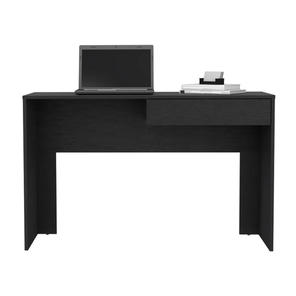 English Elm Writing Compact Computer Desk with One Handleless Drawer in Black — 47.3" Spacious Surface for Laptop & Monitor B097132876
