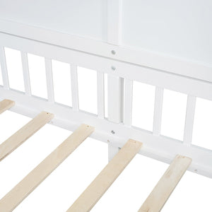 English Elm Twin House Bed Frame with Led Roof Glow Built-in Shelves and Window Cutout Detail LP000522AAK-1