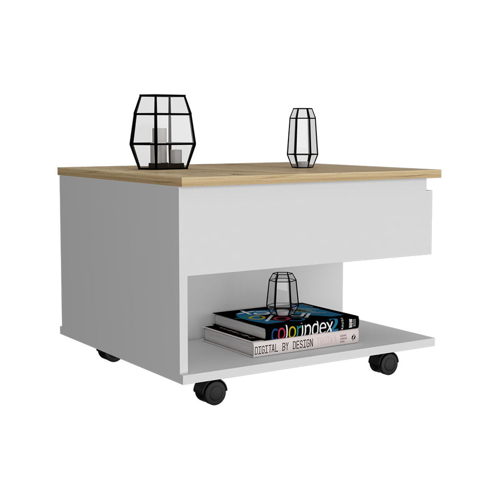 English Elm Lift Top Coffee Table With Casters And Shelf - Modern Style, Hidden Storage, Perfect For Small Spaces! B097132912