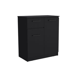 English Elm Idaho Compact Dresser with Dual Cabinet Doors and Single Drawer for Versatile Bedroom Storage Solution Black 40.6 L x 24.8 W x 3.9 H B070S00171