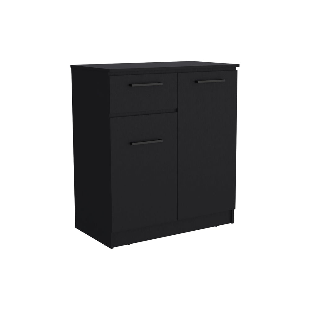 English Elm Idaho Space-Saving Dresser with Drawer and Dual Door Cabinets, Elegant Handles, Easy-Clean Finish Black 40.6 L x 24.8 W x 3.9 H B200S00171