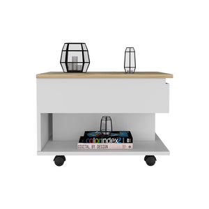 English Elm Lift Top Coffee Table With Casters And Shelf - Modern Style, Hidden Storage, Perfect For Small Spaces! B097132912