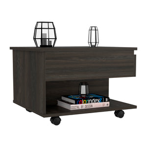 English Elm Lift Top Coffee Table On Casters With Hidden Storage & Stylish Carbon Espresso Finish For Versatile Use B097132909