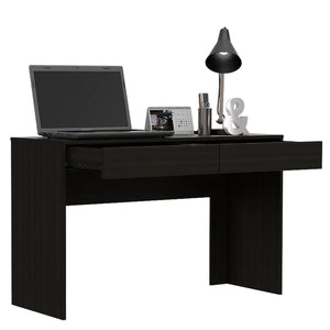 English Elm Computer desk with two drawers and spacious work surface, sleek handleless storage, compact modern design for home offices Black 51.18 L x 21.65 W x 4.72 H B097132879