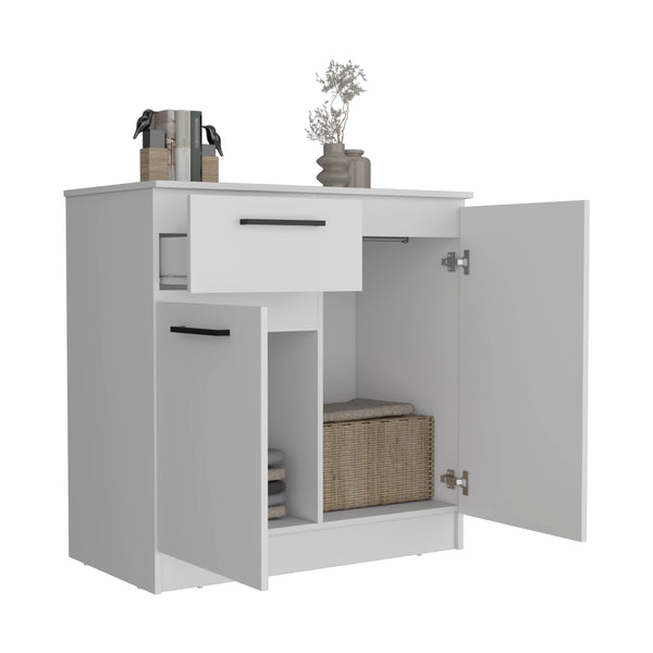 English Elm Idaho Compact Dresser with Dual Cabinet Doors and Single Drawer for Versatile Bedroom Storage Solution White 40.6 L x 24.8 W x 3.9 H B070S00170