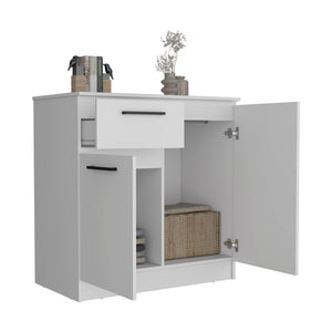 English Elm Idaho Space-Saving Dresser with Drawer and Dual Door Cabinets, Elegant Handles, Easy-Clean Finish White 40.6 L x 24.8 W x 3.9 H B200S00170