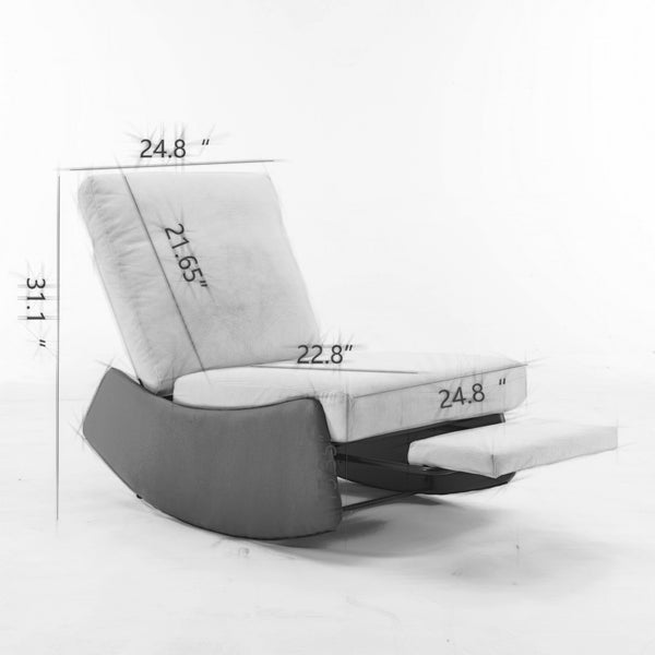 English Elm Modern Rocking Chair Recliner with Adjustable Soft Backrest, Stable Frame and Cushioned Leg Support Gray+Beige W1143P163505