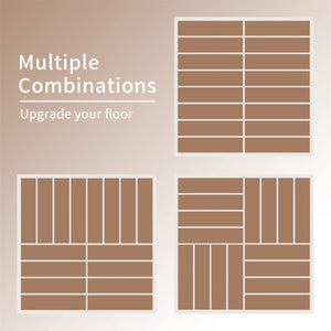 English Elm Patio Composite Interlocking Floor Tiles Four Slat Drainage Design for Balcony Deck Brown W1859P181806