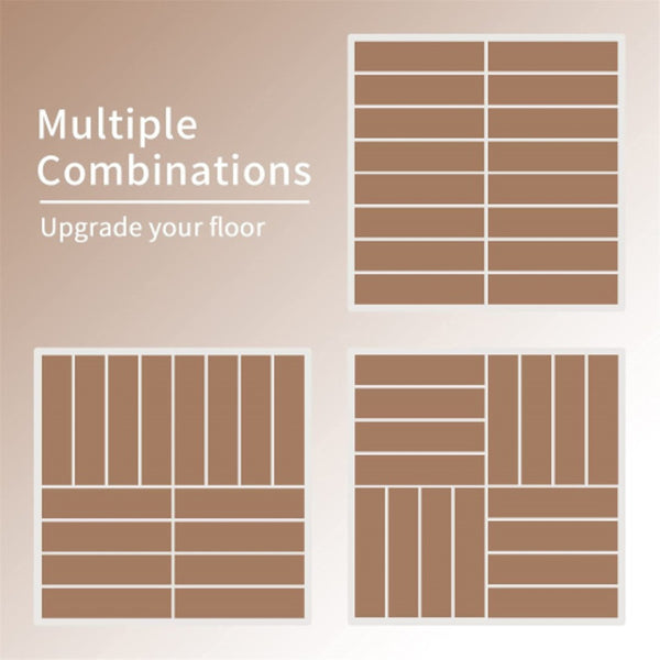 English Elm Patio Composite Interlocking Floor Tiles Four Slat Drainage Design for Balcony Deck Brown W1859P181793