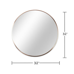 English Elm 32 Inch Round Metal Framed Bathroom Mirror 32" 4mm HD Glass Shatterproof Film Reinforced Hooks Elegant Wall Gold W2203P303259