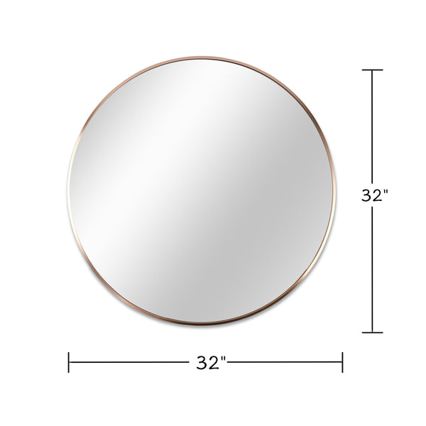 English Elm 32 Inch Round Metal Framed Bathroom Mirror 32" 4mm HD Glass Shatterproof Film Reinforced Hooks Elegant Wall Gold W2203P303259