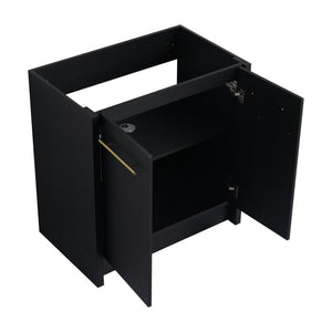 English Elm 30 Inch Freestanding Bathroom Vanity With Modern Resin Sink & Soft-Close Doors For Easy Storage W999S00178