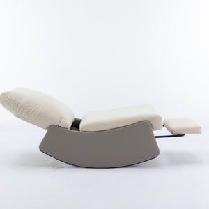 English Elm Modern Rocking Chair Recliner with Adjustable Soft Backrest, Stable Frame and Cushioned Leg Support Gray+Beige W1143P163505