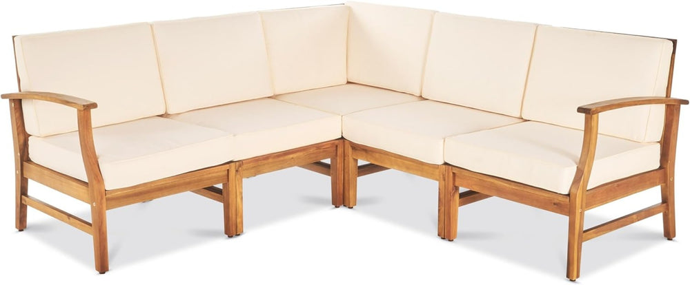 English Elm Perla Armless Accent Chair Tailored Low Profile Upholstered Seat for Living Room Cream 58941.00L-R-CON-M2CRM