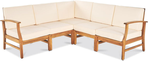 English Elm Perla Armless Accent Chair Tailored Low Profile Upholstered Seat for Living Room Cream 58941.00L-R-CON-M2CRM