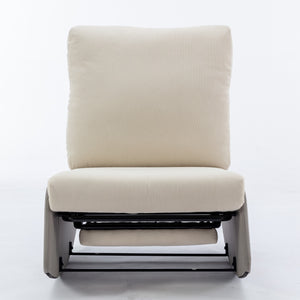English Elm Modern Rocking Chair Recliner with Adjustable Soft Backrest, Sturdy Frame, Plush Leg Support for Relaxing Gray+Beige W1143P163505