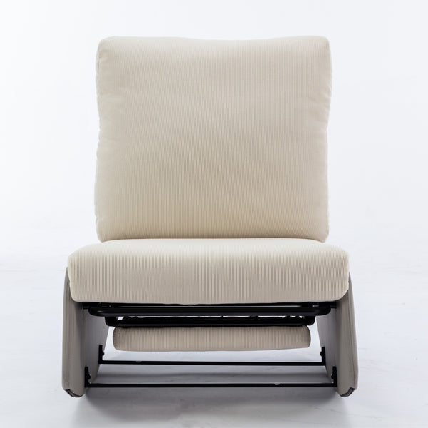 English Elm Modern Rocking Chair Recliner with Adjustable Soft Backrest, Stable Frame and Cushioned Leg Support Gray+Beige W1143P163505
